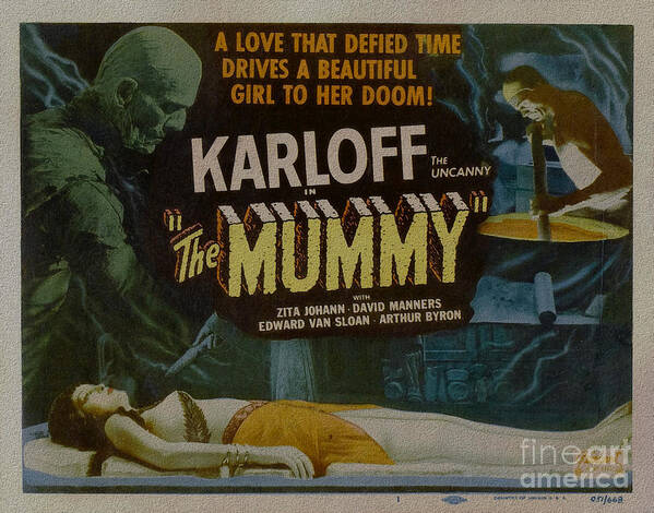 The Mummy Poster featuring the painting The Mummy 1929 Poster Boris Karloff by Vintage Collectables