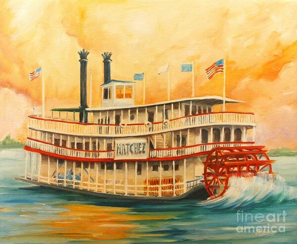 Riverboat Poster featuring the painting The Natchez Riverboat by Diane Millsap