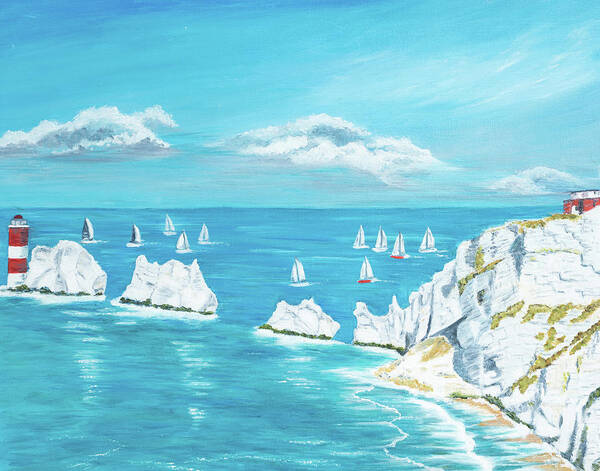 Isle Of Wight Poster featuring the painting The Needles Isle of Wight by Laura Richards