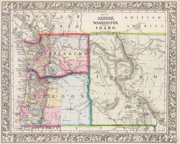 1800s Poster featuring the photograph The Pacific Northwest Historical 1800s Map by Toby McGuire