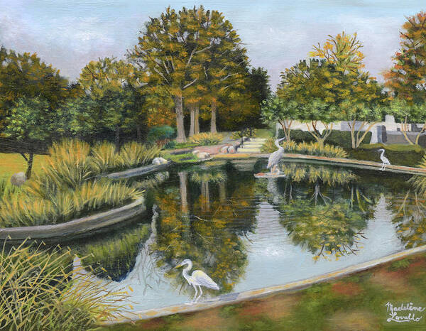 Maple Grove Poster featuring the painting The Pond at Maple Grove by Madeline Lovallo