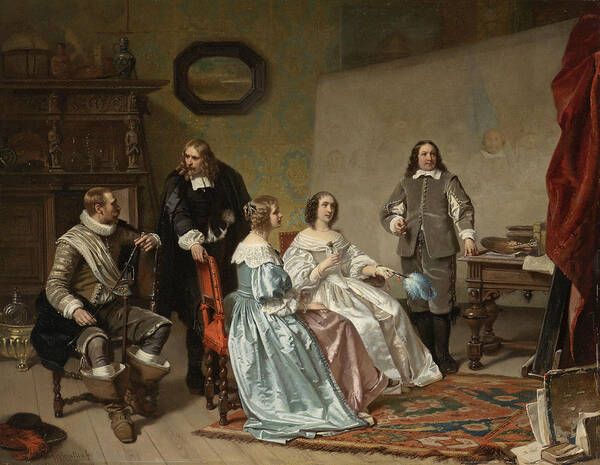 Hendrik Jacobus Scholten Poster featuring the painting The Princess of Orange Visiting the Work-shop of Bartholomeus van der Helst by Hendrik Jacobus Scholten