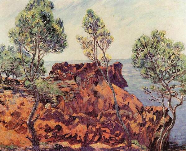 Agay - The Red Rocks Poster featuring the painting the Red Rocks by Armand Guillaumin