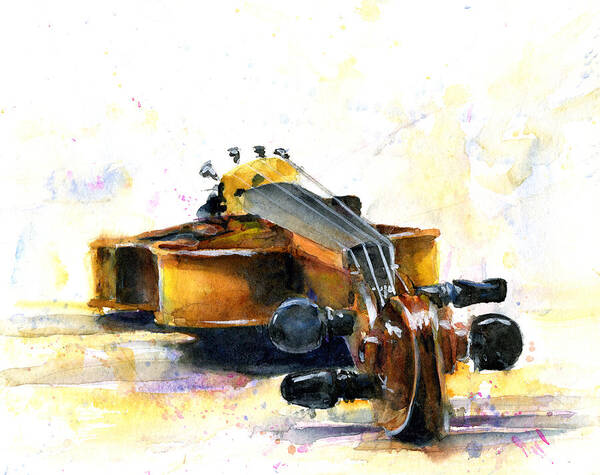 Violin. Watercolor Poster featuring the painting The Violin by John D Benson