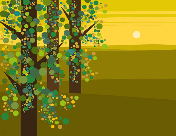 Three Trees In The Spring Poster featuring the digital art Three Trees in the Spring by Val Arie