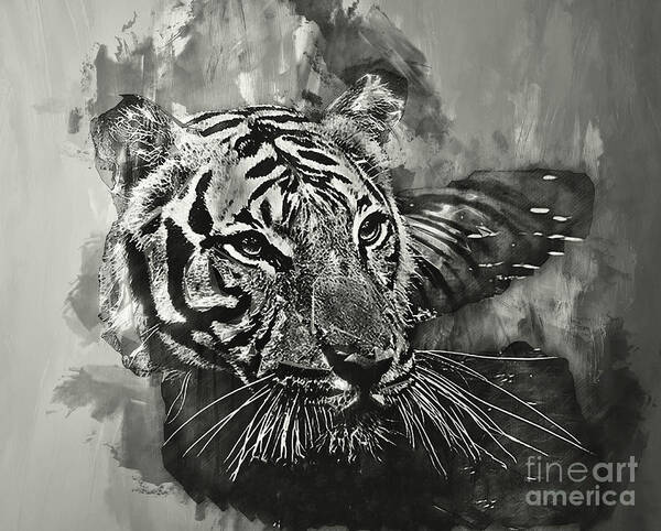 7s Flex Poster featuring the photograph Tiger Head monochrome by Jack Torcello