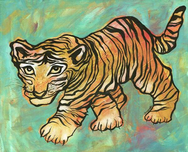 Tiger Poster featuring the painting Tiger Trance by Darcy Lee Saxton