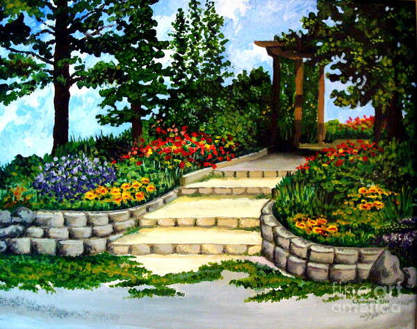 Landscape Poster featuring the painting Trellace Gardens by Elizabeth Robinette Tyndall