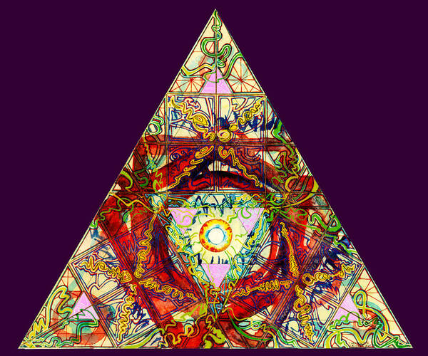 Abstract Poster featuring the painting Triangle Triptych 1 by Tom Hefko