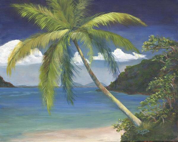 Beach Poster featuring the painting Tropical Palm by Donna Tucker