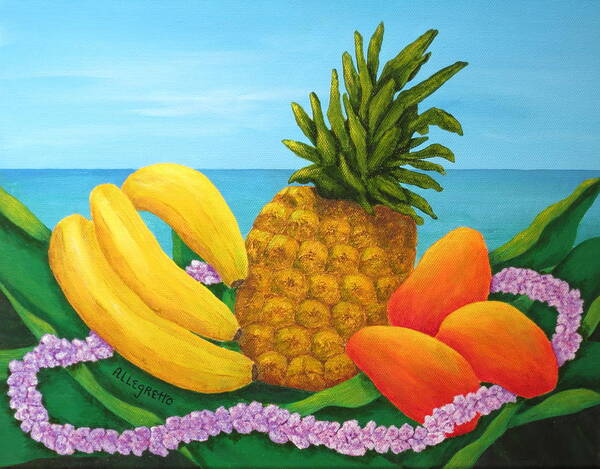 Allegretto Art Poster featuring the painting Tropical Trinity by Pamela Allegretto