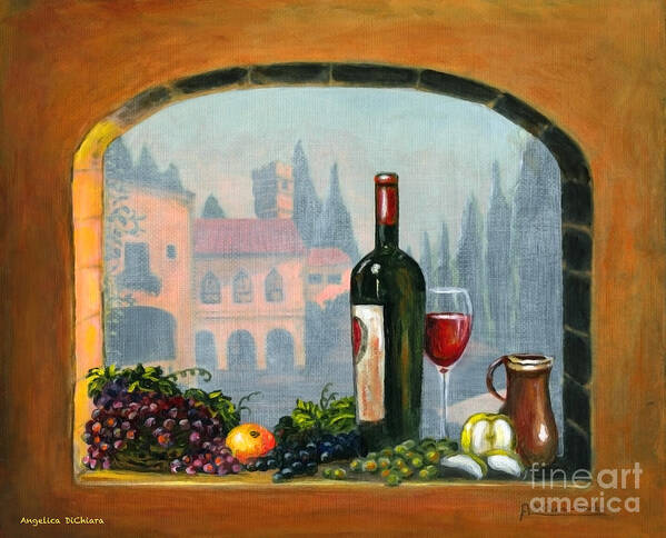 Angelica Dichiara Poster featuring the painting Tuscan Arch Wine Grape feast by Italian Art