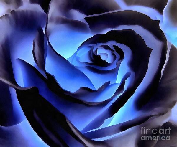 Rose Poster featuring the photograph Twilight Blue Rose by Janine Riley