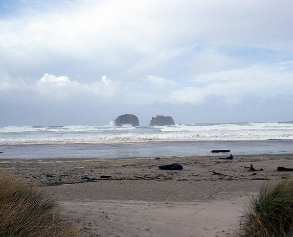 Ocean Poster featuring the photograph Twin Rocks by Rex E Ater
