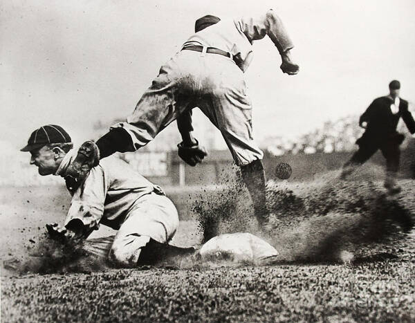 Detroit Tigers Poster featuring the photograph Ty Cobb gets a Triple by Jon Neidert