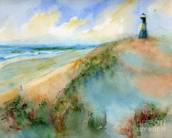 Tybee Poster featuring the painting Tybee Dunes and Lighthouse by Doris Blessington