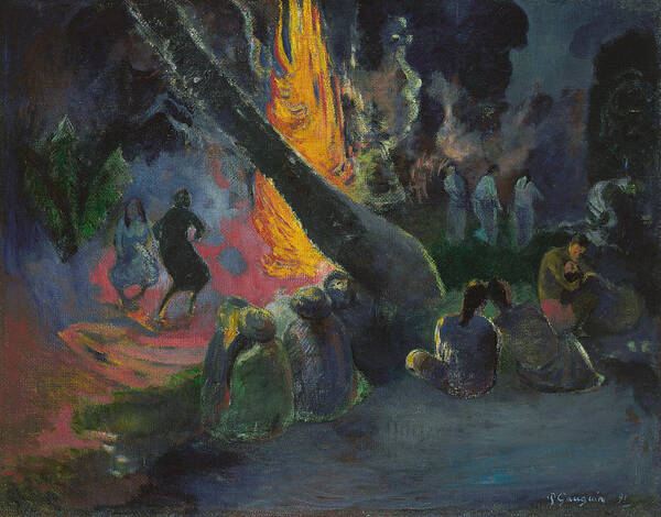 Paul Gauguin Poster featuring the painting Upa Upa The Fire Dance by Paul Gauguin