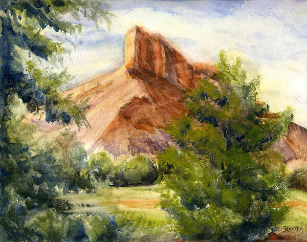 Landscape Poster featuring the painting Western Landscape Watercolor by Karla Beatty