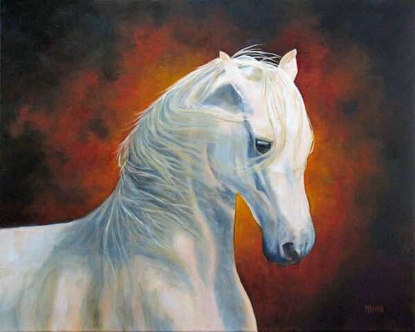 Horse Poster featuring the painting White Magic by Marina Petro