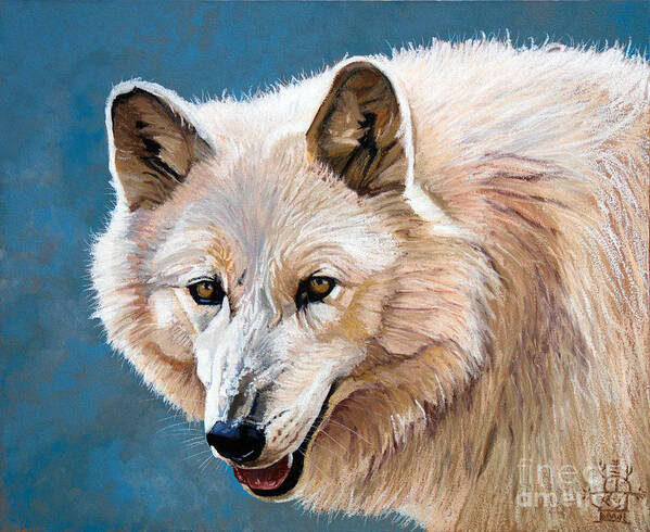 Wolf Poster featuring the painting White Wolf by J W Baker