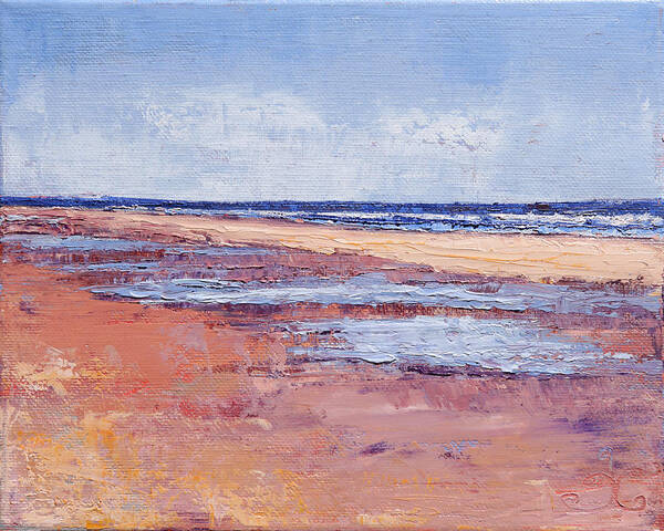 Newburyport Poster featuring the painting Windy October Beach by Trina Teele