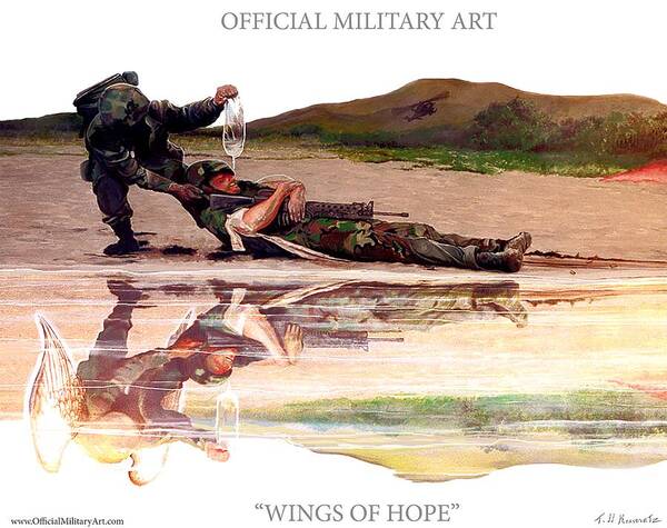  Military T Shirts Poster featuring the painting Wings Of Hope Design for T Shirts by Todd Krasovetz