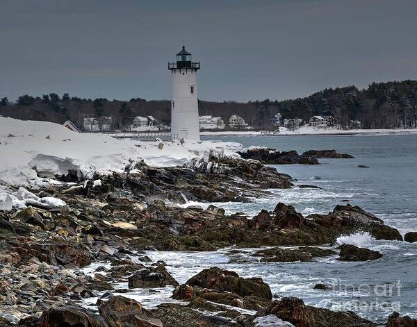 Portsmouth Harbor Lighthouse Poster featuring the photograph Winter at the Portsmouth Harbor Lighthouse by Steve Brown