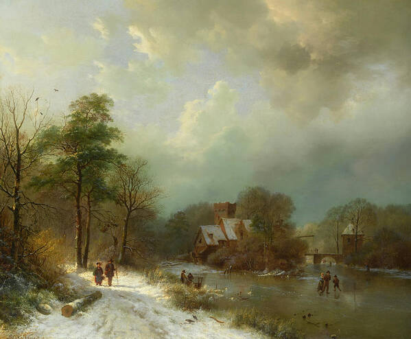 Painting Poster featuring the painting Winter Landscape - Holland by Mountain Dreams
