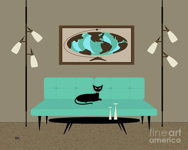 Mid Century Modern Poster featuring the digital art Witco World by Donna Mibus