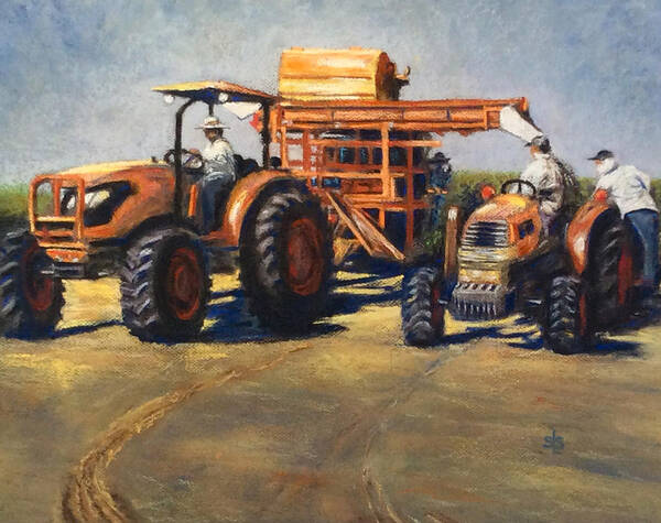 Tractors Poster featuring the pastel Workin' at The Ranch by Sandra Lee Scott