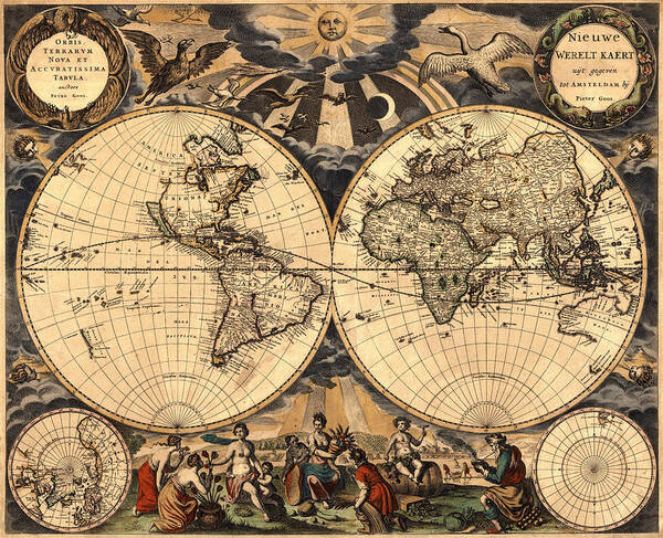 Map Of The World Poster featuring the photograph World Map 1666 by Andrew Fare