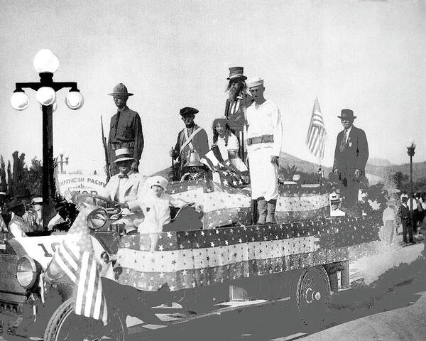 Ww1 Float Tucson Arizona 1917 Color Added 2015 Poster featuring the photograph WW1 float Tucson Arizona 1917 color added 2015 by David Lee Guss