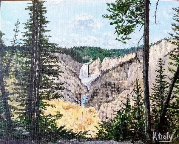 Wyoming Poster featuring the painting Yellowstone Falls by Kevin Daly