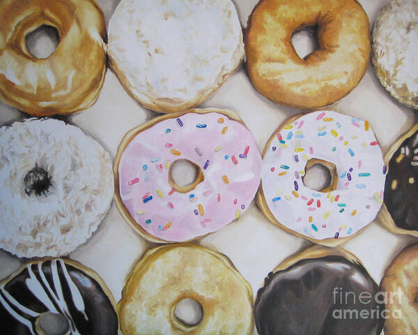 Noewi Poster featuring the painting Yummy Donuts by Jindra Noewi
