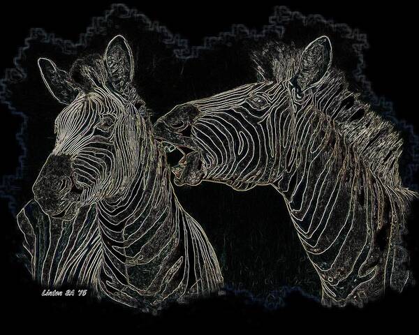 Zebra Poster featuring the digital art Zebrax2 by Larry Linton