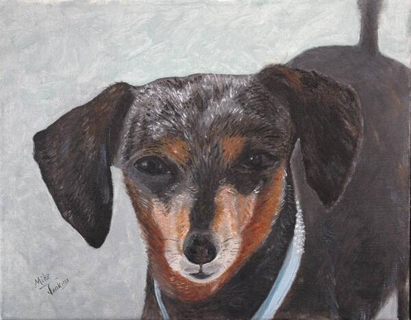 Dachshund Poster featuring the painting Zoie by Mike Jenkins