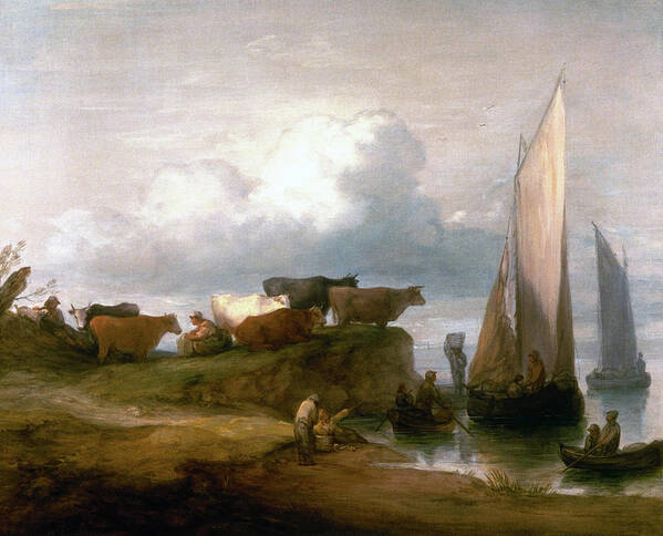 Gainsborough Poster featuring the painting A Coastal Landscape  #1 by Thomas Gainsborough