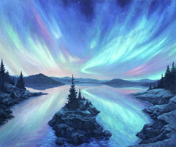 Aurora Poster featuring the painting Light Storm by Lucy West
