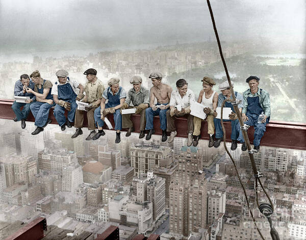 People Poster featuring the photograph New York Construction Workers Lunching #1 by Bettmann