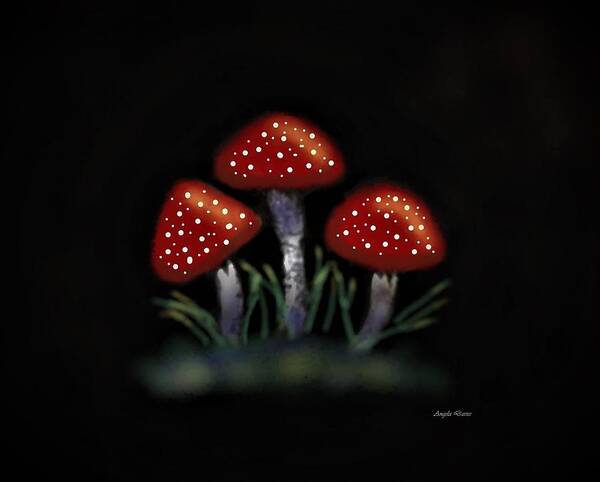 Mushrooms Poster featuring the digital art Family of Three by Angela Davies
