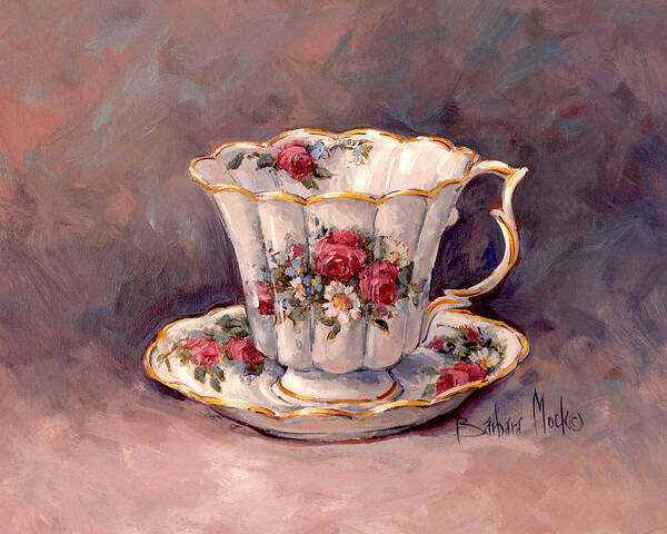 Rose Nosegay Teacup Poster featuring the painting 162 Rose Nosegay Teacup by Barbara Mock