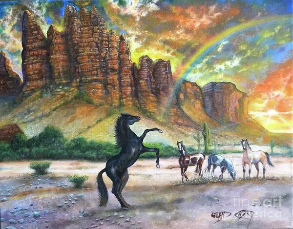 Arizona Poster featuring the painting Arizona Sunset #2 by Leland Castro