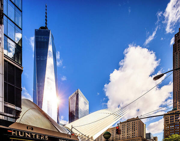 Estock Poster featuring the digital art Calatrava Bldg & Freedom Tower #2 by Antonino Bartuccio