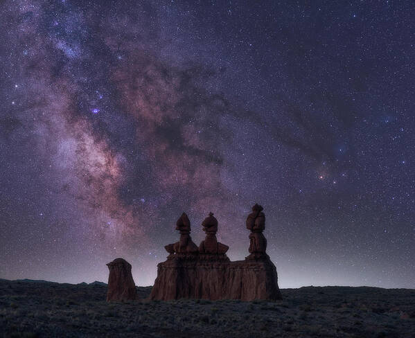 Milky Way Poster featuring the photograph 3 Sisters Night Out by Darren White