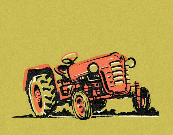 Agriculture Poster featuring the drawing Tractor #5 by CSA Images