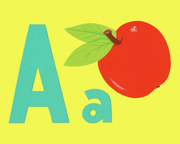 A Poster featuring the drawing A as in Apple by CSA Images