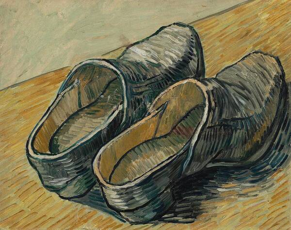 Oil On Canvas Poster featuring the painting A Pair of Leather Clogs. by Vincent van Gogh -1853-1890-