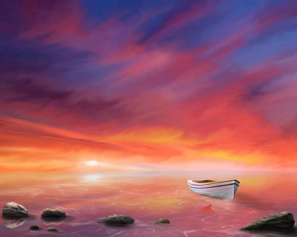 Adrift Under A Burning Sky Poster featuring the painting Adrift Under A Burning Sky by Mark Taylor