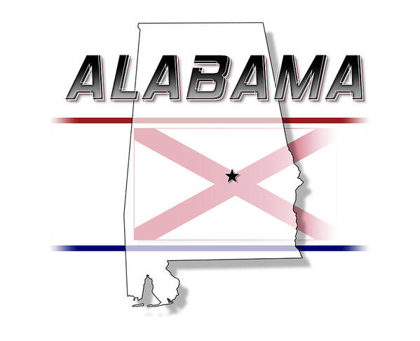 Alabama Poster featuring the digital art Alabama State Horizontal Print by Rick Bartrand