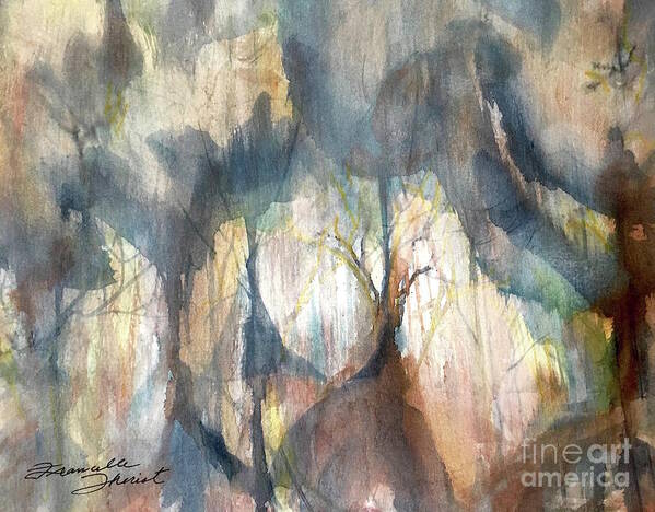 Impressionistic Floral Landscape Louisiana Watercolor Abstract Impressionism Water Bayou Lake Verret Blue Set Design Iris Abstract Painting Abstract Landscape Purple Trees Fishing Painting Bayou Scene Cypress Trees Swamp Bloom Elegant Flower Watercolor Coastal Bird Water Bird Interior Design Imaginative Landscape Oak Tree Louisiana Abstract Impressionism Set Design Fort Worth Texas Thefoyerbr Shoplocal Shopbr Shopbatonrouge Geauxlocal Gobr Brproud 225batonrouge Decoratebatonrouge Batonrougehomes Poster featuring the painting Back to Roots by Francelle Theriot